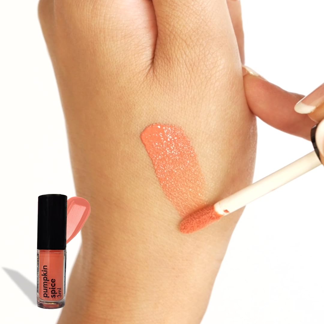 Ruby's Organics Mini Lip Oil Gloss for Women and Girls, All Skin Tones- Moisturizing, Long Lasting, Non Sticky & Non Drying Formula, Glossy Texture, Natural Lip Makeup, Pumpkin Spice, 3ml
