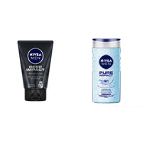 Nivea Men Face Wash, Deep Impact Intense Clean, 100g & Men Shower Gel, Pure Impact Body Wash, 250ml