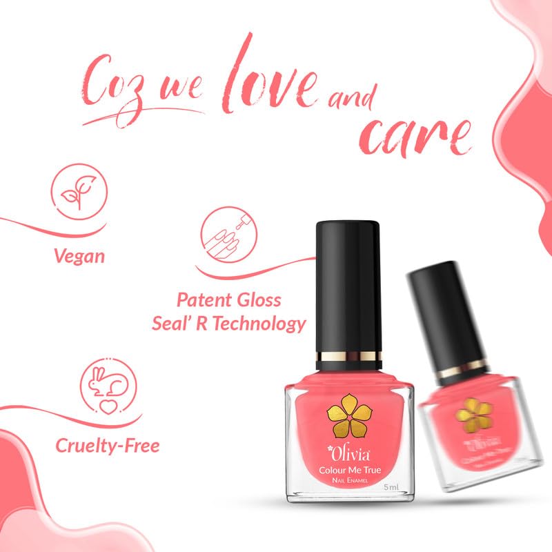 Olivia Nail Paint for Glossy Finish - 5ml (9 Coral Jellyfish)