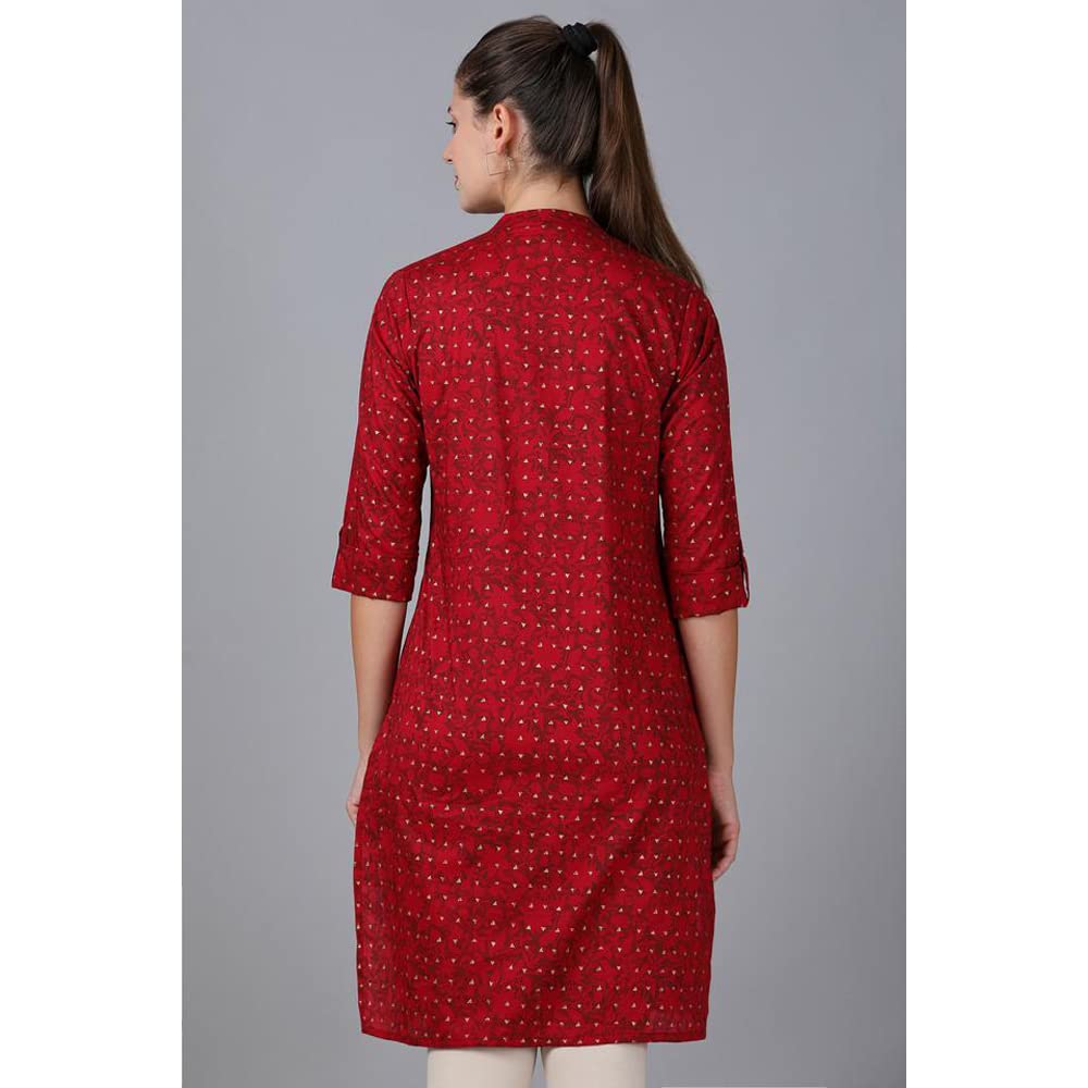 in. fuse by Shoppers Stop Mandarin Neck Printed Cotton Women Straight Fit Kurta