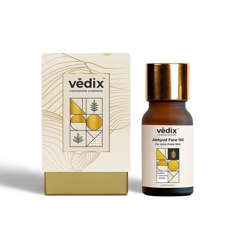 Vedix Customised Ayurvedic Face Oil | Abhyud Face Oil For Acne Prone Skin | With Kushtha + Chamomile + Kamala | For Acne Prone Skin | For Dull Skin | 10ml