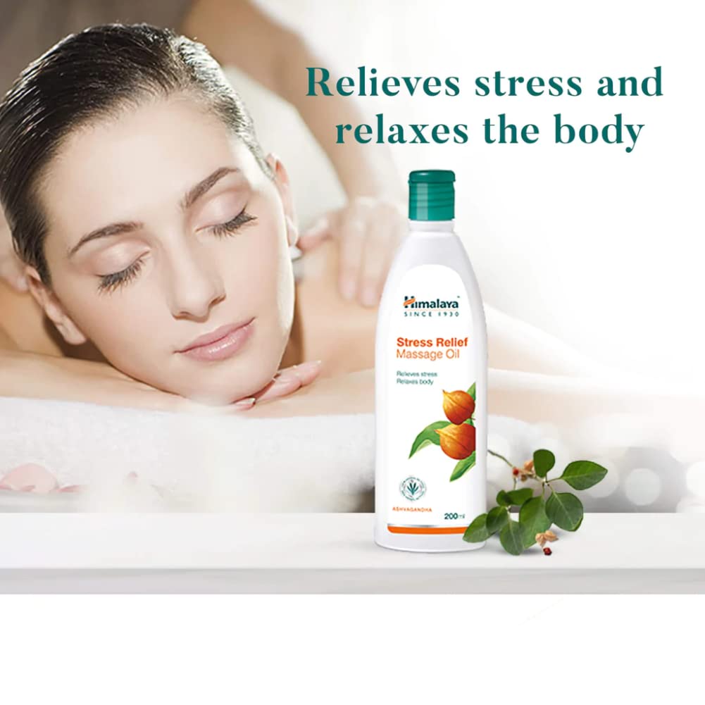 Himalaya Stress Relief Massage Oil - 200ml & Himalaya Wellness Foot Care Cream, 50gm | Moisturizes and Soothes Feet COMBO