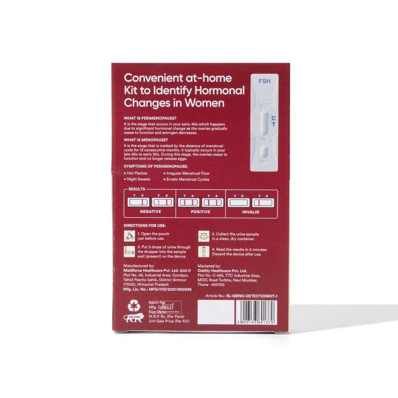 Bloom Menopause Detection Kit | 3 Test Kits (Pack of 1) | For Menopause Symptoms like Breast Pain, Hot Flashes & Irregular Periods | Rapid Detection of FSH Levels | Home-Based Urine Test Kit |