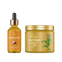 VEDAHARVEST Kumkumadi Oil And Kasturi Manjal/Wild Turmeric | Skin Brightening, Anti Acne, For Glowing Skin,2 Count