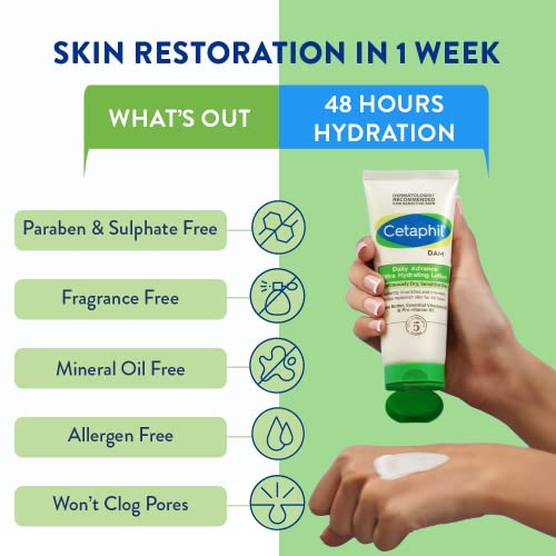 Cetaphil DAM Daily Advance Ultra Hydrating Lotion for Dry, Sensitive Skin| 30 g| Moisturizer with Shea Butter| Non-Greasy, Fragrance-Free| Paraben, Sulphate Free (Pack of 2)