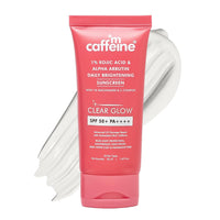 mCaffeine CLEAR GLOW 1% Kojic Acid & Alpha Arbutin Brightening Sunscreen SPF 50 PA++++ |Niacinamide-Dark Spots & Pigmentation| UVA-B Sun Protection|For Men & Women - 50ml For All Skin Type