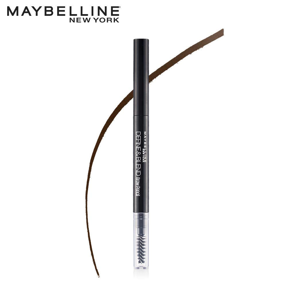 Maybelline New York Brow Pencil, With Spoolie, Long-lasting and Natural-looking Results, Define & Blend Brow Pencil, Natural Brown, 0.16 g