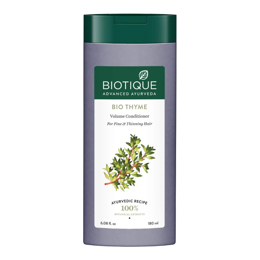 Biotique Bio Kelp Protein Shampoo for Falling Hair Intensive Hair Regrowth Treatment, 340ml & Biotique Bio Thyme Volume Conditioner for Fine and Thinning Hair, 180ml