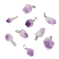 FASHEWELRY 20Pcs Natural Irregular Amethyst Rock Stone Pendants Healing Crystal Chakra Gemstone Charms for Jewelry Making Hole: 5x2.5mm 2-Purple Amethyst-Nugget