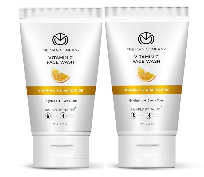 The Man Company Skin Brightening (Buy 1 Get 1) Vitamin C Face Wash- 75 ml Each with Turmeric and Niacinamide For Clean, Bright & Soft Skin I Oil Free Look I Unclog Pores,Instant Glow