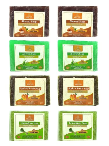 Khadi Pure Almond, Aloe Vera, Apricot & Lemongrass Soap, 125 g (Pack of 8)