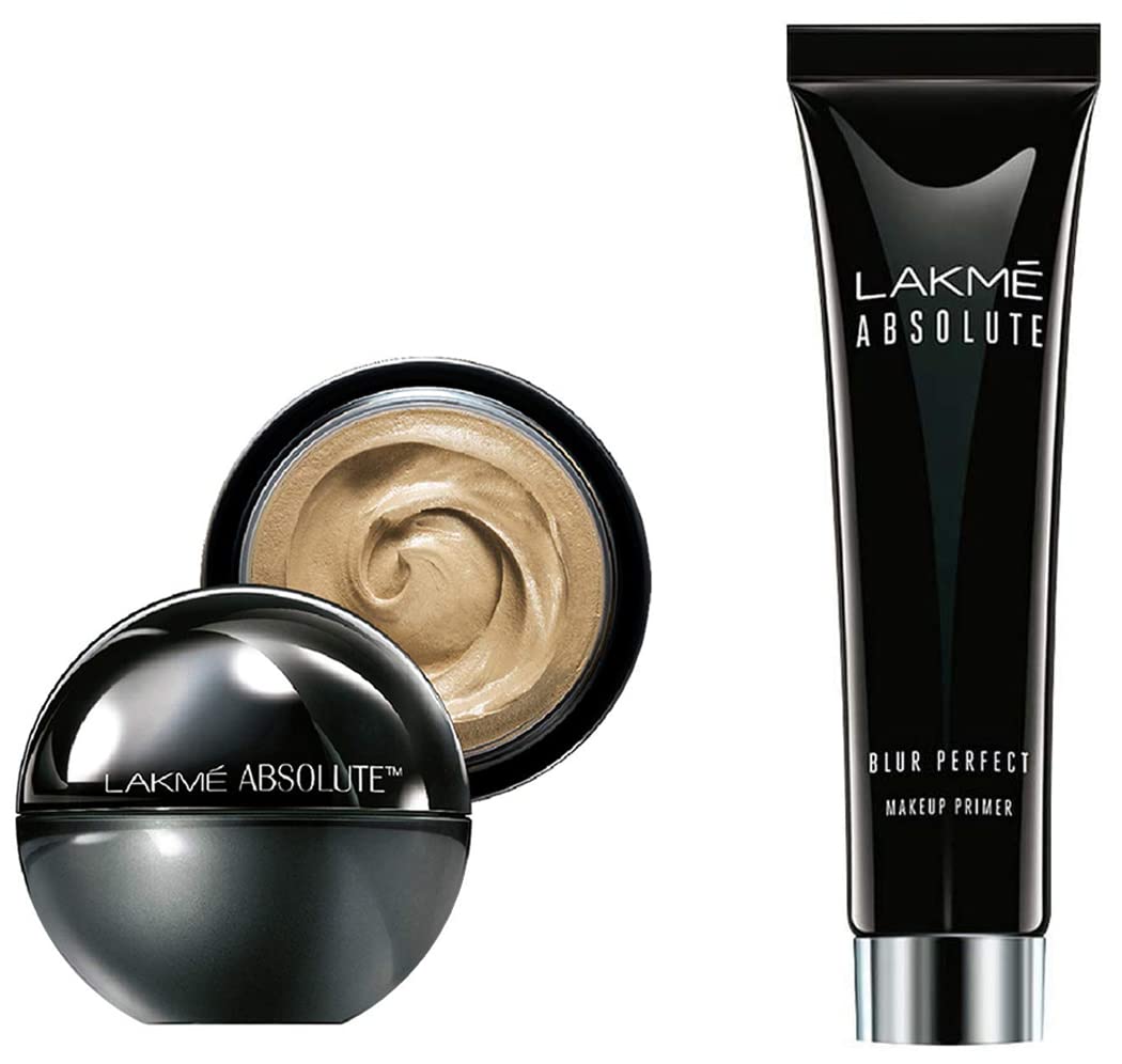 Lakmé Absolute Skin Natural Mousse, Ivory Fair 01, 25g & Lakmé Absolute Blur Perfect Matte Face Primer, Peach, 10g