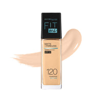 Maybelline New York Fit Me Matte+Poreless Liquid Foundation (With Pump & SPF 22), 120 Classic Ivory, 30ml with FREE Foundation Oval Brush