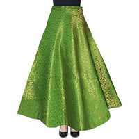 FEMEZONE Womens Brocade/Chanderi Silk Ethnic/Traditional Lehenga/Skirt for Party/Festival/Function