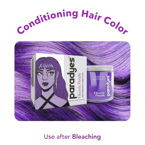 Paradyes Semi-permanent Electric Purple DIY Conditioner Based Hair Colour infused with Aloe-vera, Bhringaraj, Brahmi, Almonds & Amla 120 gm