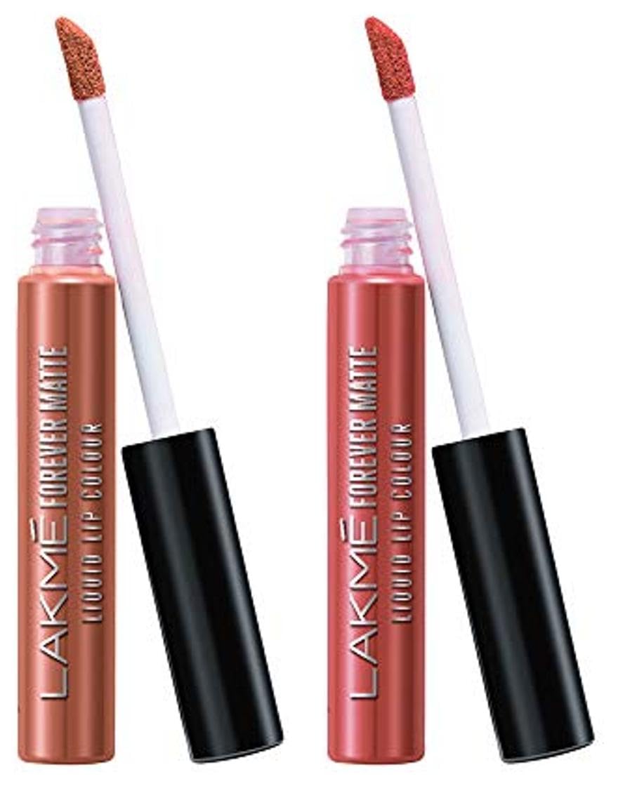 Lakmé Forever Matte Liquid Lip Colour, Nude Latte, 5.6ml & Lakmé Forever Matte Liquid Lip Colour, Coral Sense, 5.6ml