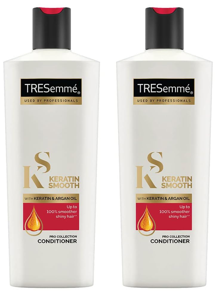 TRESemme Keratin Smooth Dry Conditioner 190 Ml, With Keratin & Argan Oil For Straight, Shiny Hair - Nourishes Dry Hair & Controls Frizz, For Men & Women's, Lilac Link (2 Count)