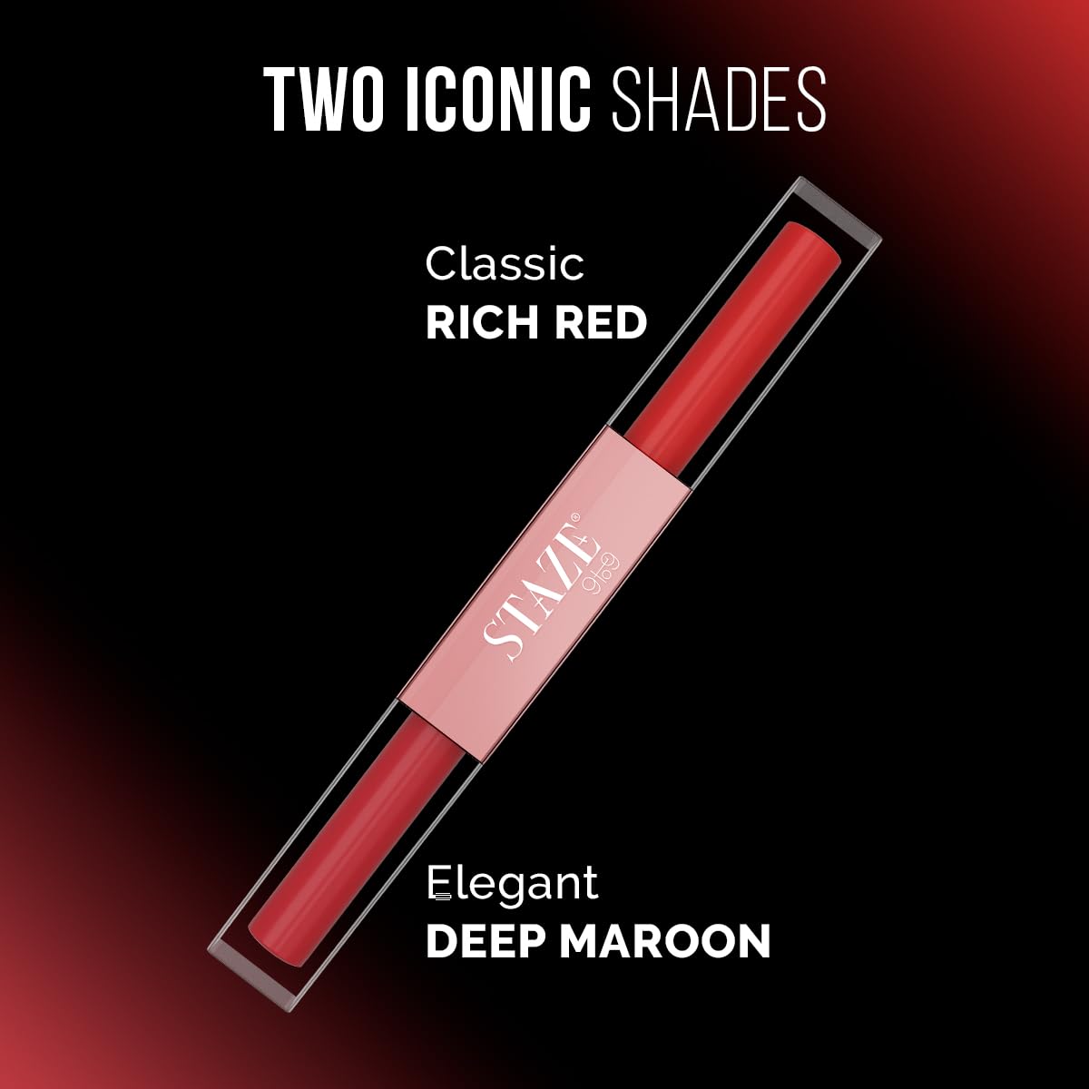 Staze 9to9 Perfect Duo 2 in 1 Liquid Sindoor | Smudgeproof and waterproof liquid Sindoor in Rich Red and Deep Maroon