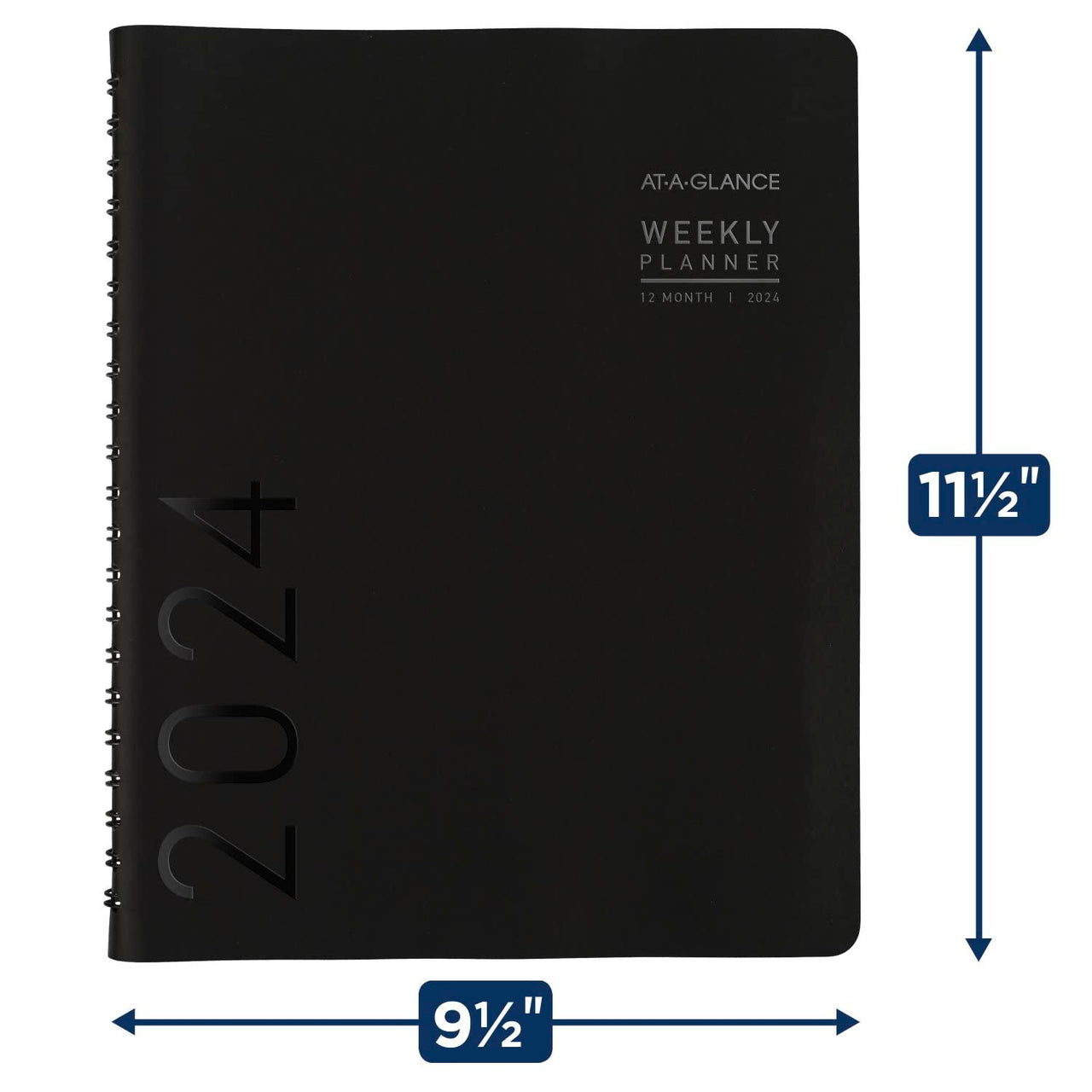 AT-A-GLANCE 2024 Weekly & Monthly Planner, Half-Hourly Appointment Book, 8-1/4" x 11", Large, Monthly Tabs, Pocket, Contemporary, Black (70950X0524) 2024 New Edition