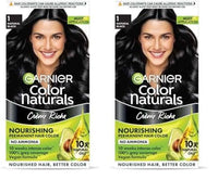 Garnier, Hair Colouring Creme, Long-lasting Colour, Smoothness & Shine, Color Naturals, Shade: 1 Natural Black, 70ml + 60g (Pack of 2)