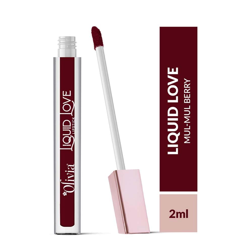 Oliva Liquid Lipstick, 12HR Long-lasting Matte Lipstick, Non Transfer, High Coverage, Water & Smudge Proof, Light Weight & Cruelty-Free - 2ml (Mul-Mul Berry 4)