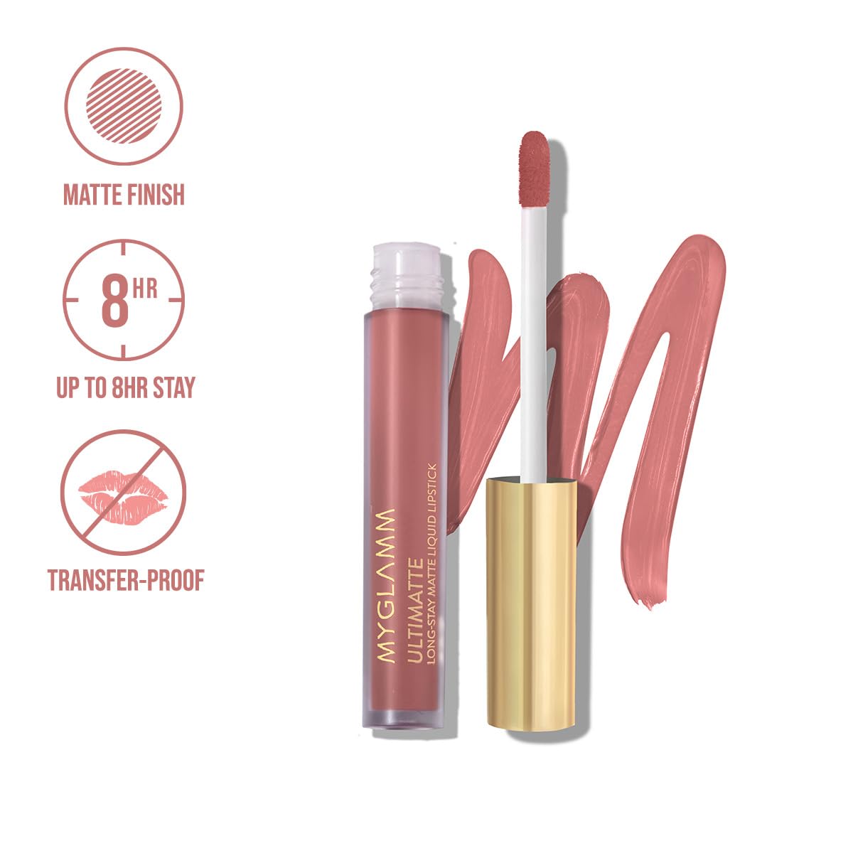 MyGlamm Ultimatte Long Stay Matte Liquid Lipstick-Mocha Icon-2.5 g | Nude Lipstick With Vitamin E | 8hr Long Lasting Lipstick | No-Smudge, Waterproof Formula | Vegan & Cruelty Free