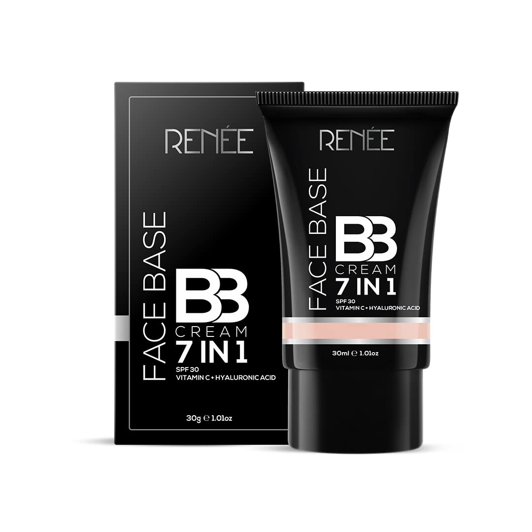 RENEE Face Base BB Cream 7 in 1 with SPF 30 PA+++, Enriched with Hyaluronic Acid, Vitamin C, Hydrates, Nourishes & Smoothens Skin Texture, Sesame 30ml