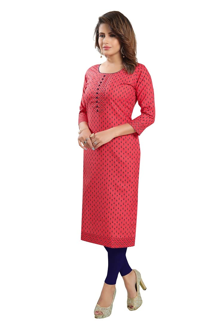 DREAM & DZIRE Women Printed Staight Cotton Kurti.