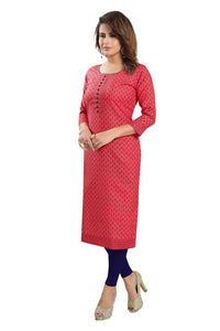 DREAM & DZIRE Women Printed Staight Cotton Kurti.