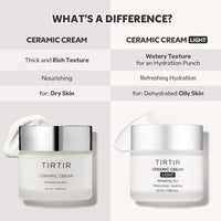 TIRTIR Ceramic Cream Light | Deep moisturizer for Glass Skin, Polyglutamic acid, Centella Asiatica Extract, Skin barrier, Lightweight, Mild, | Nature derived ingredients | Dry skin, Korean skincare