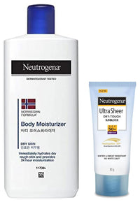 Neutrogena Norwegian Formula Body Moisturizer For Dry Skin 24 Hour Moisturization, 250ml&Neutrogena Sunscreen SPF 50+ - 80.0 grams Oil