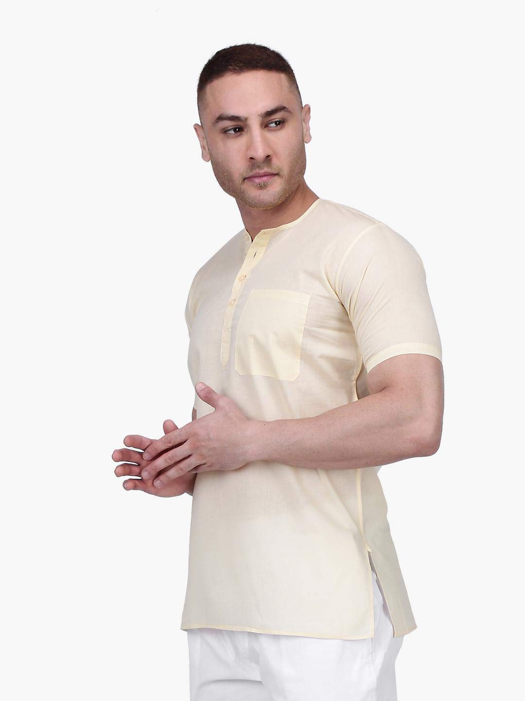 Rajubhai Hargovindas Men's  White Fine Cotton Short Kurta | Pack of 4 |