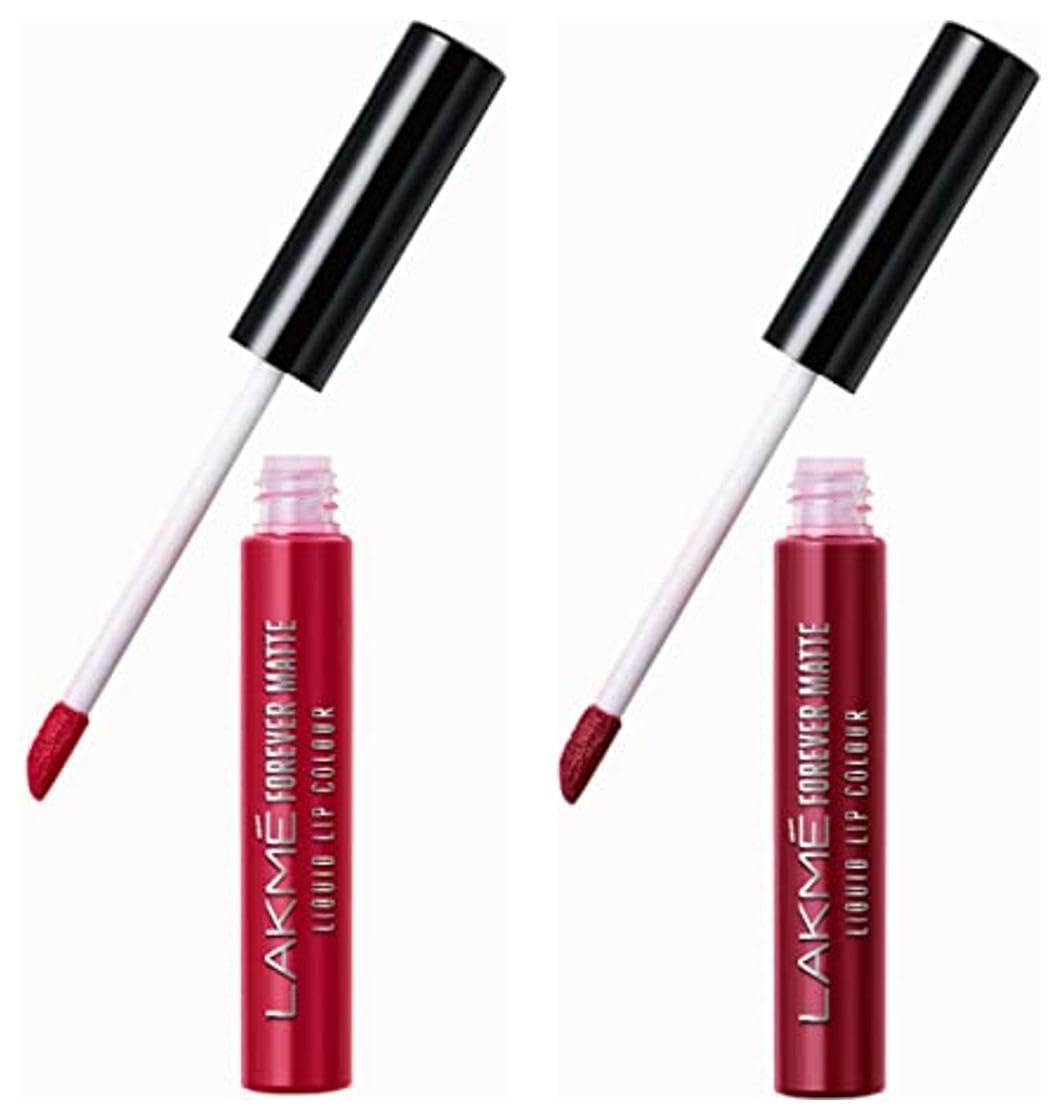 Lakmé Forever Matte Liquid Lip Colour, Red Revival, 5.6 ml & Lakmé Forever Matte Liquid Lip Colour, Crimson Rose, 5.6 ml