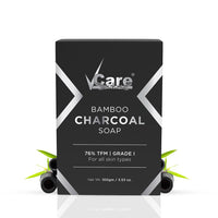 VCare Bamboo Charcoal Soap for Men and Women|76% TFM Grade 1 Skin Protection, Deep Cleansing and Detoxifies Bathing Soap Bar - 100gm Buy 3 Get 1 Free