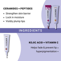 Sereko Lips Don't Lie Kit - Hydra Peptide Lip Balm Combo, Salted Caramel (Non-Tinted), Raspberry Sorbet (Tinted), Affagato (Pigmentation Repair)