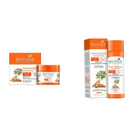 Biotique Bio Sandalwood Sunscreen For All Skin Types Ultra Soothing Face Lotion,Spf 50+,50Ml And Bio Uva/Uvb Sunscreen For