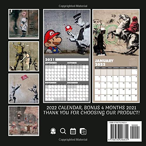 Great Graffiti Art by Banksy 2022 Calendar: Great Art Calendar 2022, January 2022 - December 2022, 12 Months, OFFICIAL Squared Monthly, Mini Planner | ... Calendrier | BONUS Last 4 Months 2021