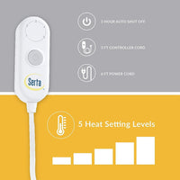 Serta Luxuriously Soft Plush Electric Blanket Fast Heating Cozy Cover, Safety Auto Shut Off Timer, Low EMF, Multi Heat Setting, ETL Certified, Machine Washable, Smoke Grey Throw (50 in x 60 in) 50