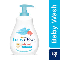 Baby Dove Rich Moisture Hair to Toe Baby Wash, 200 ml & Rich Moisture Nourishing Baby Lotion (200ml) Combo