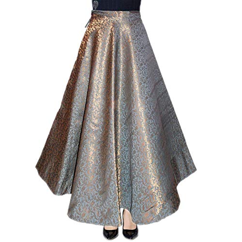 FEMEZONE Womens Brocade/Chanderi Silk Ethnic/Traditional Lehenga/Skirt for Party/Festival/Function
