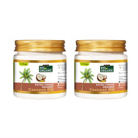 INDUS VALLEY Bio Organic Extra Virgin Organic Coconut Oil Set Of 2 With Natural Aroma Of Coconut Oil For Hair & Skin Care (175x2 = 350ml) (Set of 2)