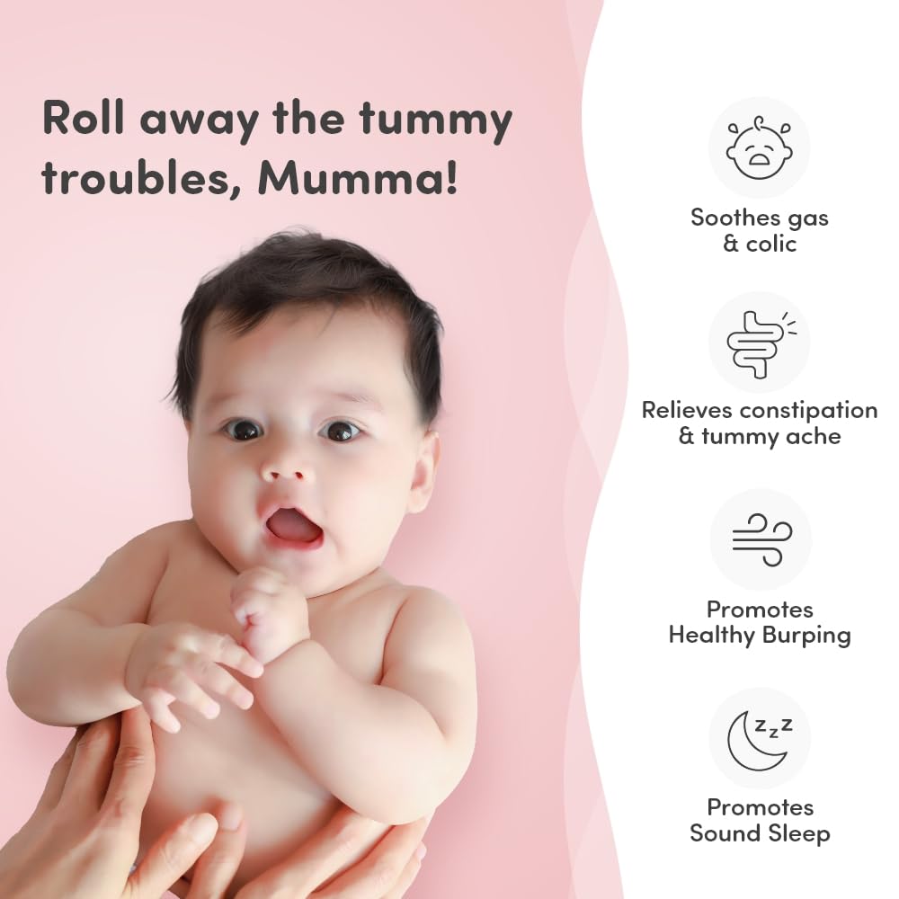 Mylo Baby Tummy Roll On (40ml) | Made Safe Certified | with Hing & Saunf | Relieves Gas & Colic | Reduces Acid Reflux