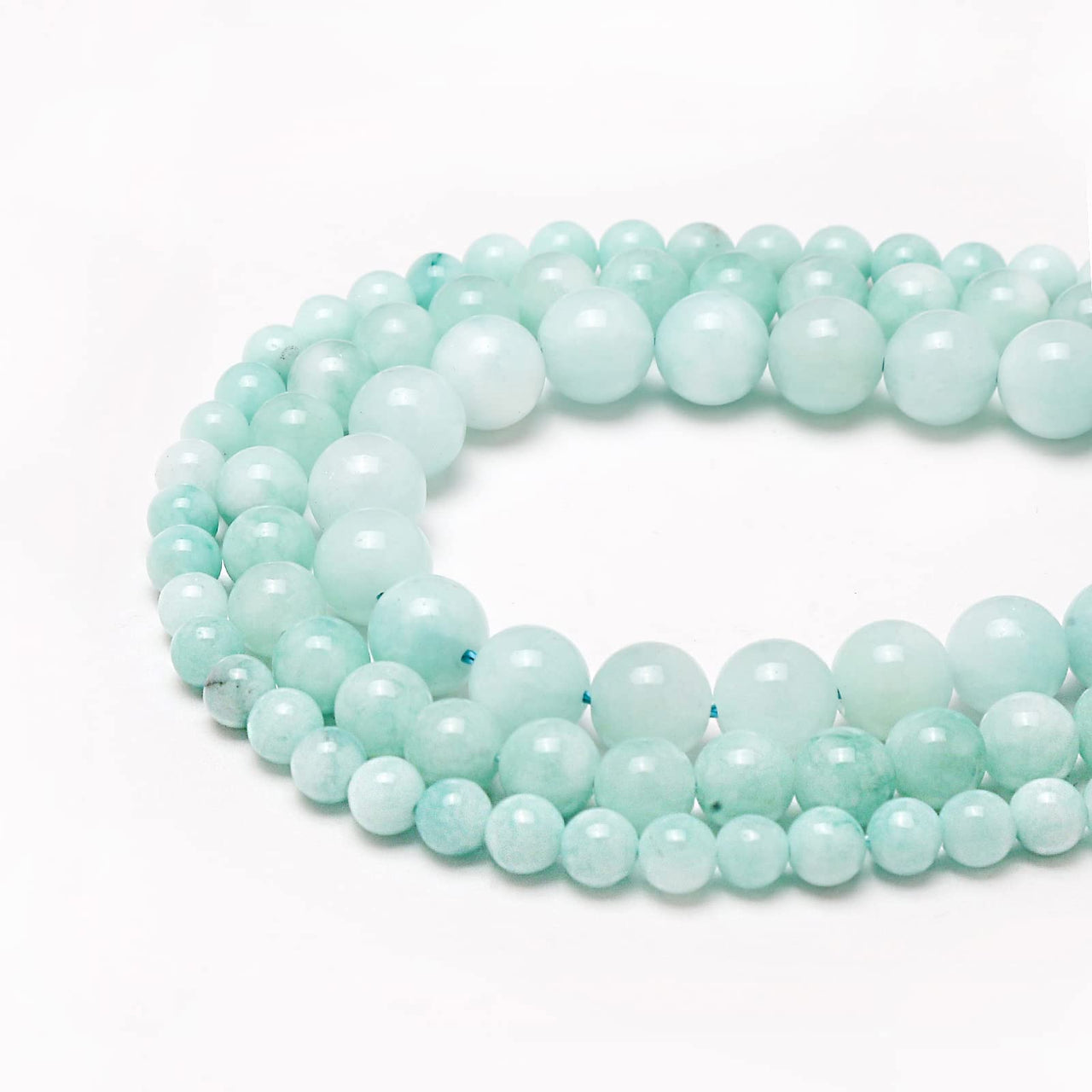 60pcs 6mm Natural Stone Beads Cyan Angelite Beads Energy Crystal Healing Power Gemstone for Jewelry Making, DIY Bracelet Necklace