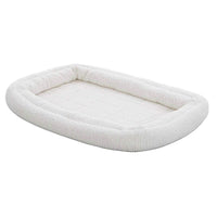 MidWest Homes for Pets Double Bolster Pet Bed | 36-Inch Dog Bed ideal for Medium / Large Dog Breeds & fits 36-Inch Long Dog Crates White Fleece 35.8