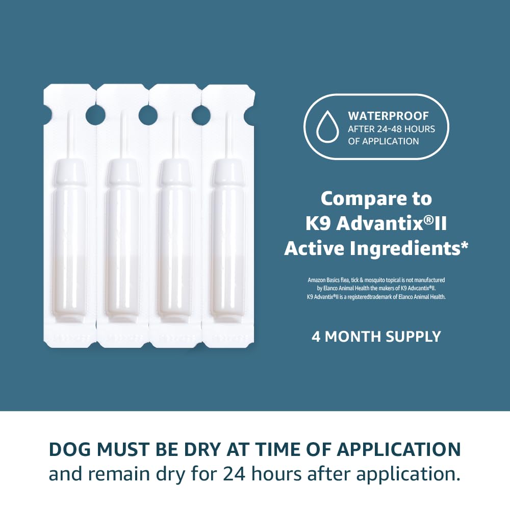 Basics Flea, Tick & Mosquito Topical for X-Large Dog (over 55 pounds), 4 Count