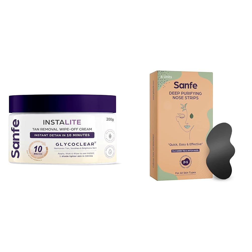 Sanfe Detan Cream Instalite Detan Wipe Off 200 gm Deep Purifying Nose Strips