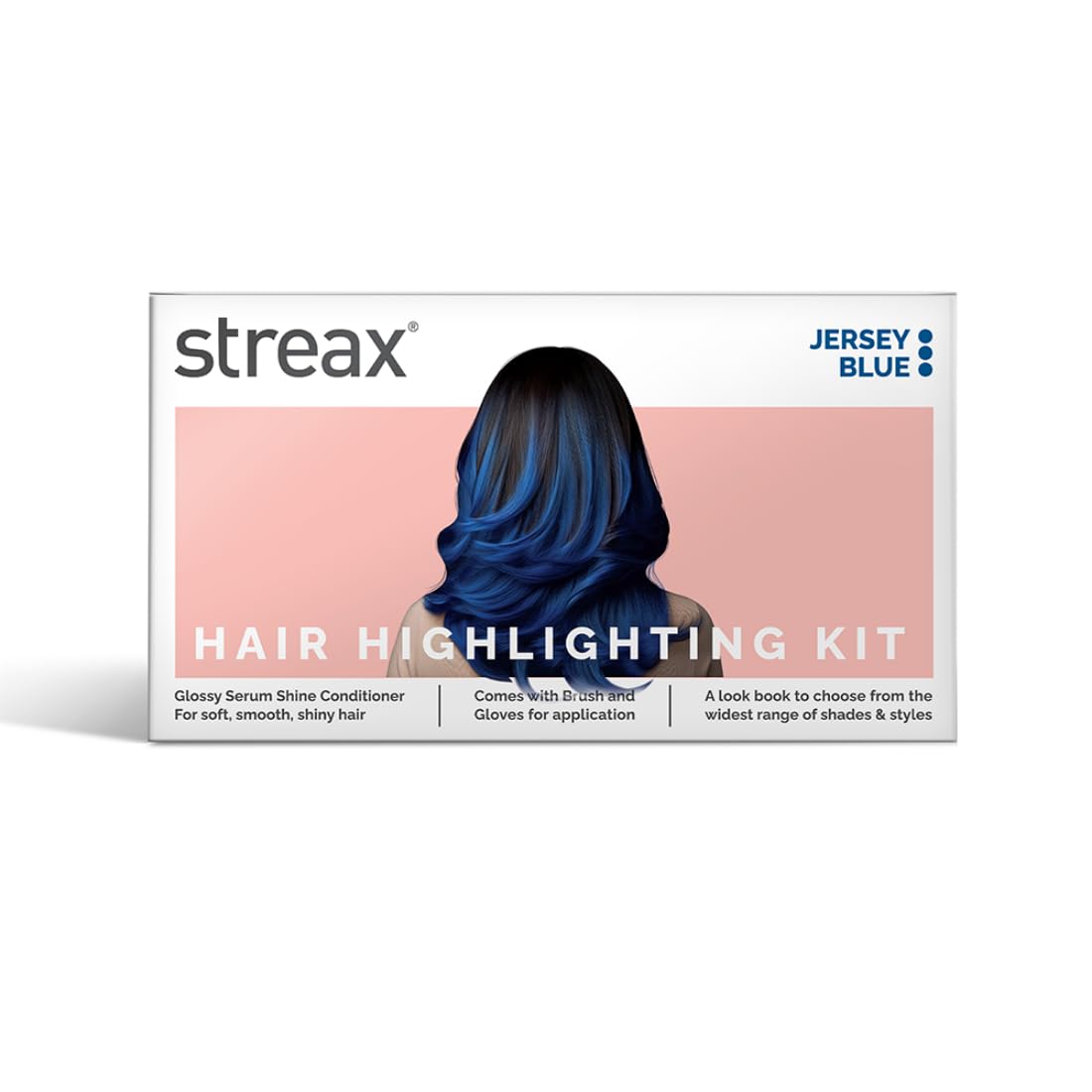 Streax Mini Highlight Kit, Jersey Blue, Blue Hair Colour I For Women | Rich, Vibrant, Easy To Use, Diy Application, 55 Gram, 1 Count