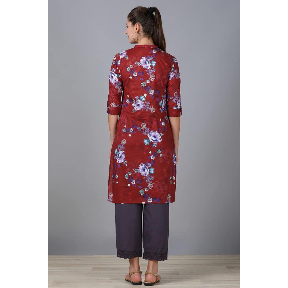 in. fuse by Shoppers Stop Mandarin Neck Printed Cotton Women Straight Fit Kurta