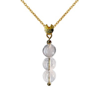 White Crystal Necklace, Gold Necklace for Women, Angel Wing Pendant and Delicate 6MM Ball Beads Handcrafted Pendant, Birthstone Gemstone Necklace for Women, April gift of Healing Soul Necklace White Quartz