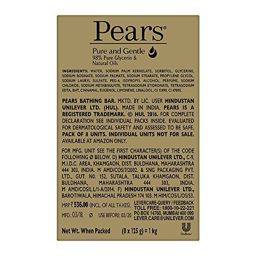 Pears Naturalé Pomegranate Brightening Bathing Soap Bar, 125 g (Pack of 3) & Pears Pure And Gentle Bathing Bar, 125g (Pack Of 8)